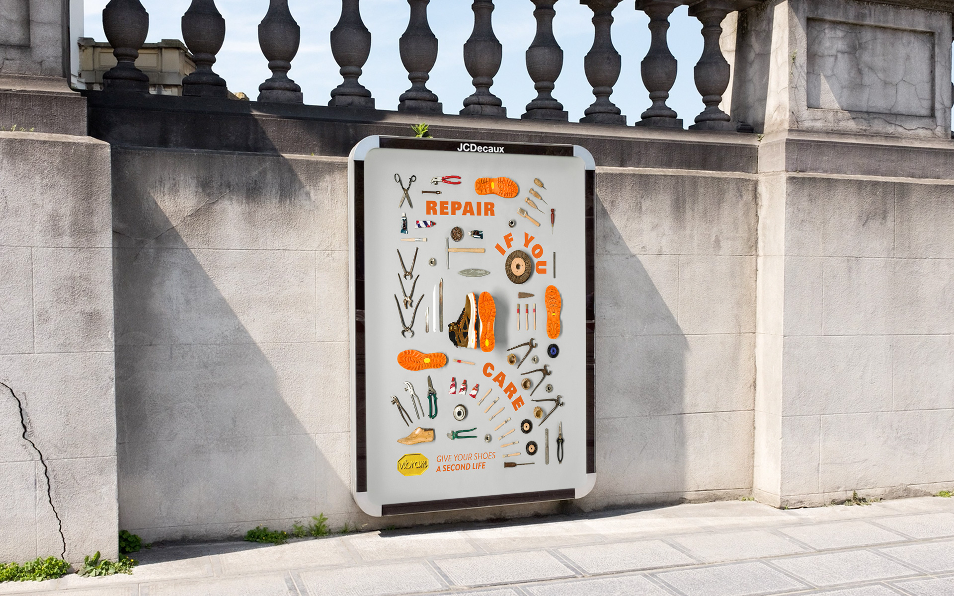 vibram adv repair if you care advertising poster shoes fashion tools creative drogheria studio graphic design studio campaign